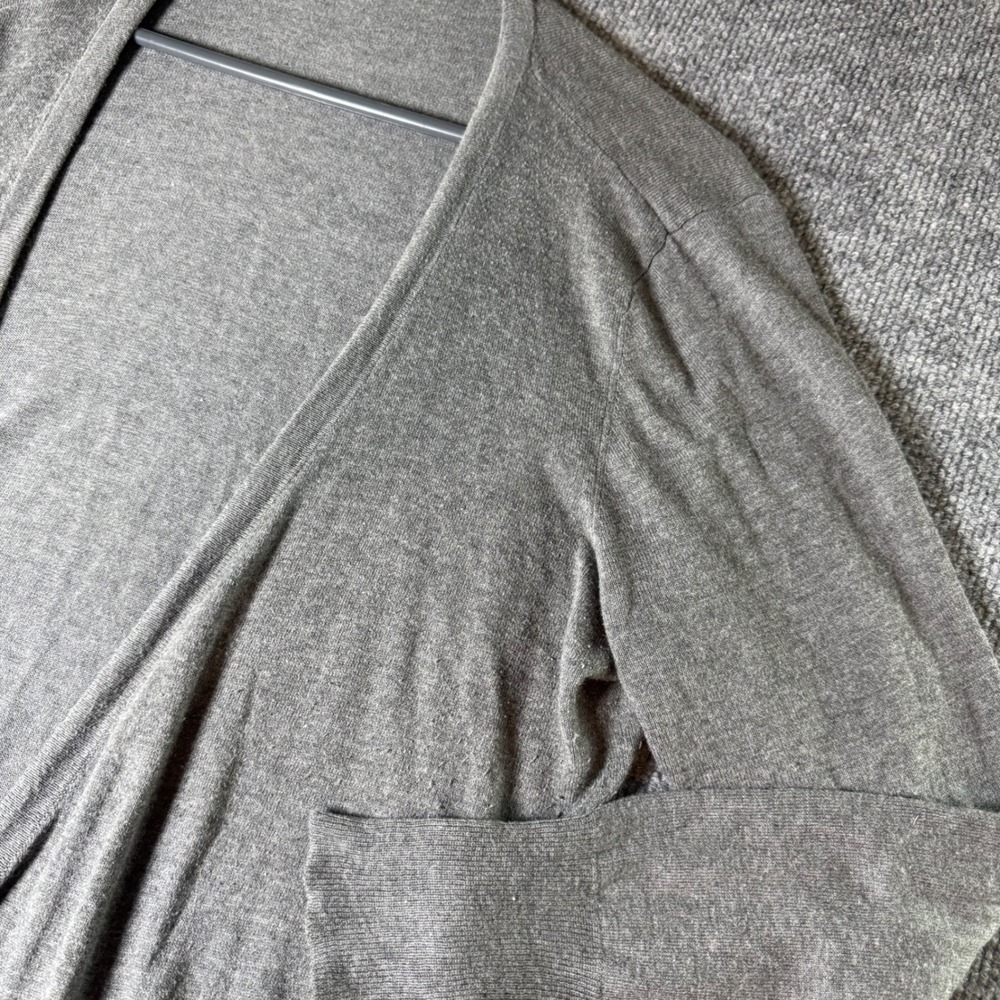 Daisy Fuentes Cardigan Sweater Women Large Gray Open‎ Front Long Sleeve Knit